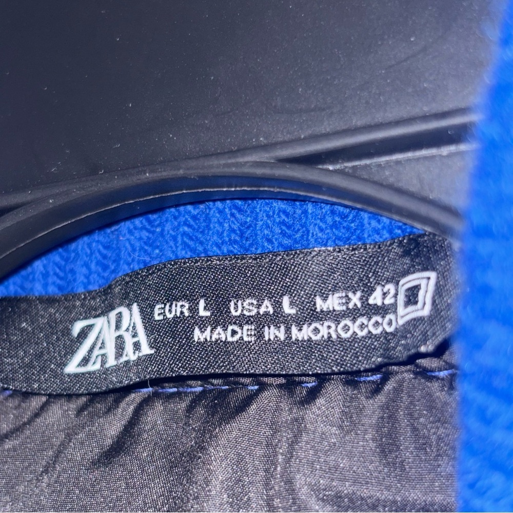 Zara Mens Wool Varsity Blue Bomber Jacket size Large - Picture 10 of 10